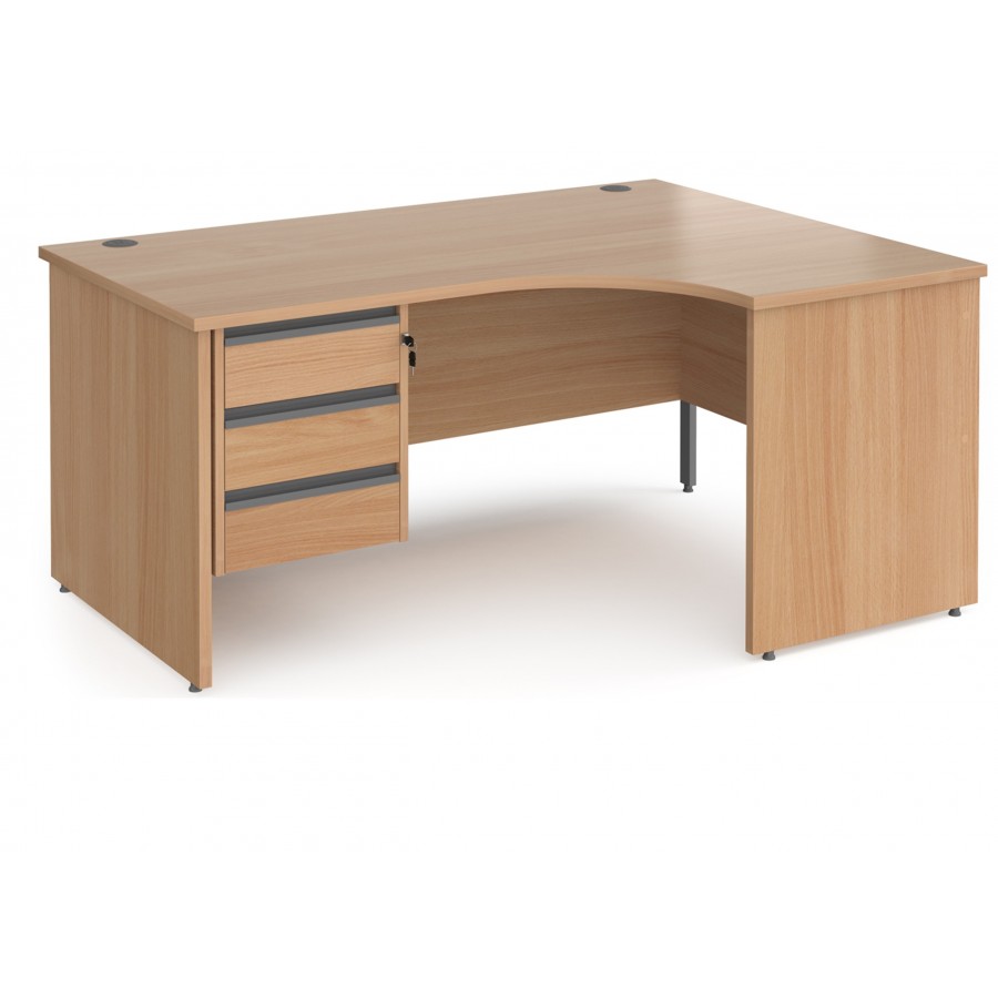 Harlow Panel End Ergonomic Desk with Three Drawer Pedestal